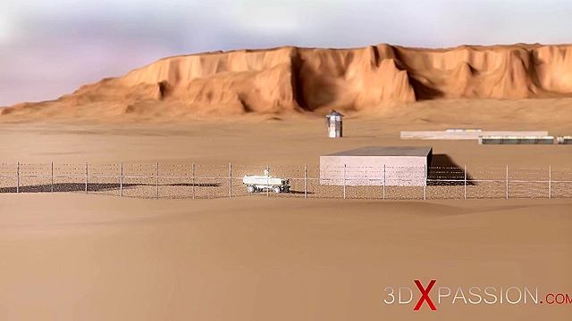 Lesbian robot mouth fucks a tied slave while alien overlord watches