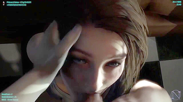 Jill Valentine gets a mouthful of hot cum