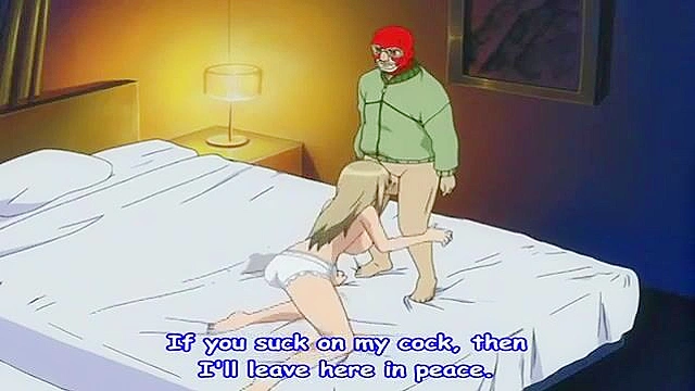 Masked intruder forces a big titty milf to suck his swollen cock