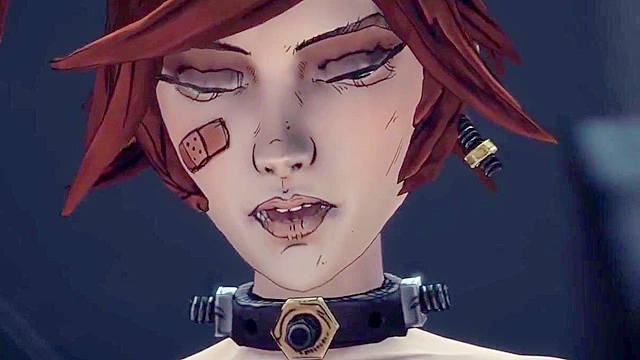 Redheaded Borderlands babe gets her pussy roughly used by two giant robots