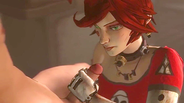 Redheaded Borderlands babe gets her pussy roughly used by two giant robots