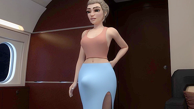 The boss fucks futa ass with big cock on plane