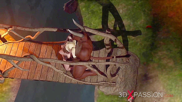 Beautiful young fairies fucked by minotaur in their tight assholes