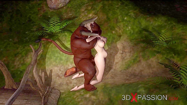 Beautiful young fairies fucked by minotaur in their tight assholes