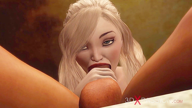 Horny blonde gives a deepthroat blowjob and anal fuck to monk