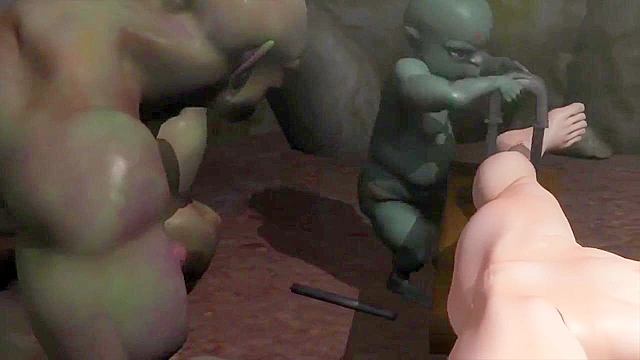 3D warrior princess gets her ass fucked by trolls in a dungeon