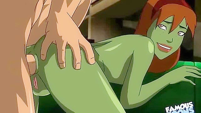 Superboy bends over Miss Martian and gives her asshole a good fucking