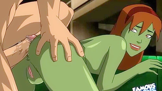 Superboy bends over Miss Martian and gives her asshole a good fucking