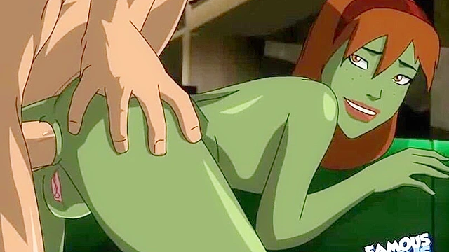 Superboy bends over Miss Martian and gives her asshole a good fucking