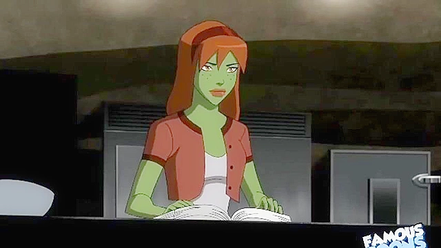 Superboy bends over Miss Martian and gives her asshole a good fucking