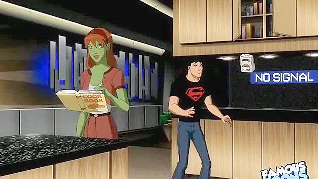 Superboy bends over Miss Martian and gives her asshole a good fucking