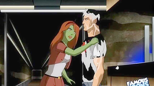 Superboy bends over Miss Martian and gives her asshole a good fucking