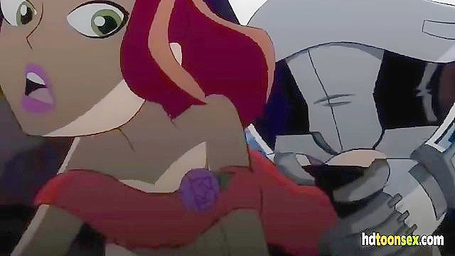 Horny cyborg decides to bang the hot cartoon redhead in both her holes
