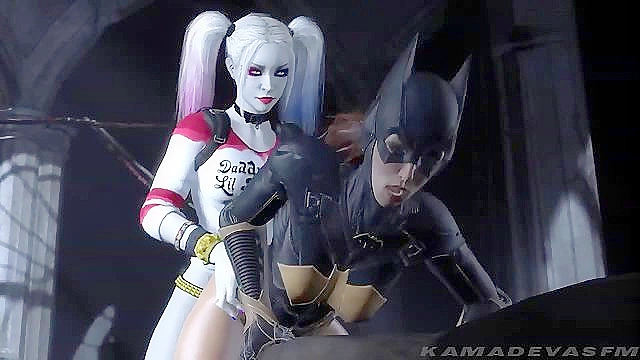 Futanari Harley quinn fucks Batgirl rough from behind