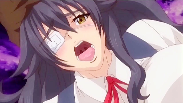 School Scapegoat - Busty blonde anime girl gets fucked with a dick in pussy and strapon in asshole