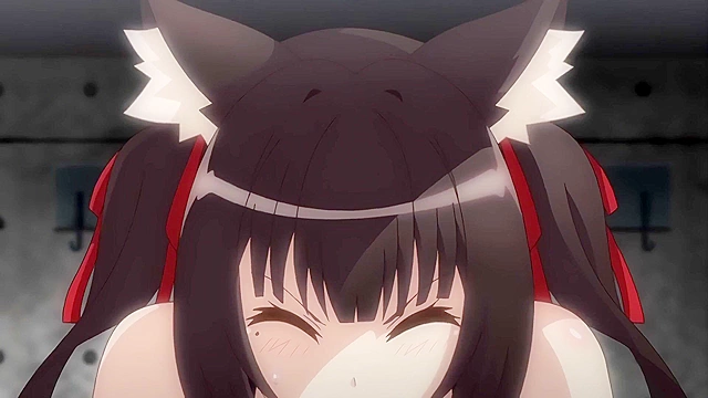 Cosplay Change 2 - Cute catgirl gets a huge vibrator shoved up her asshole while handcuffed