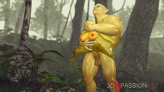 Horny female goblin Arwen fucked by Green monster Ogre
