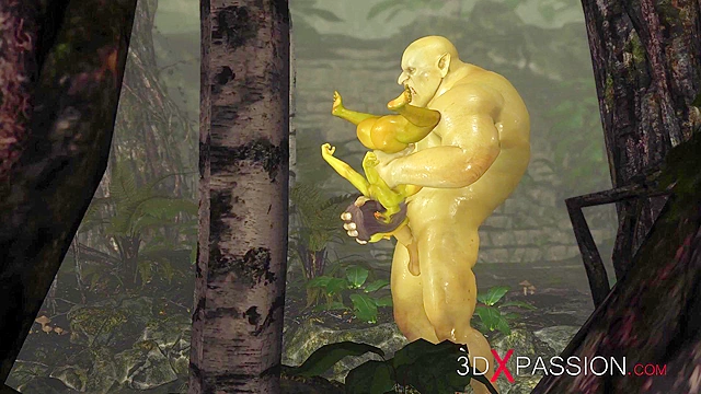 Horny female goblin Arwen fucked by Green monster Ogre