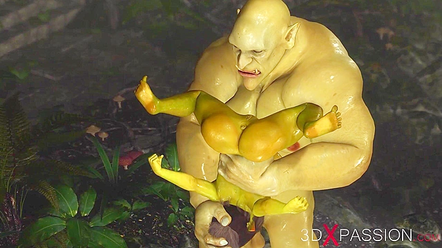 Horny female goblin Arwen fucked by Green monster Ogre