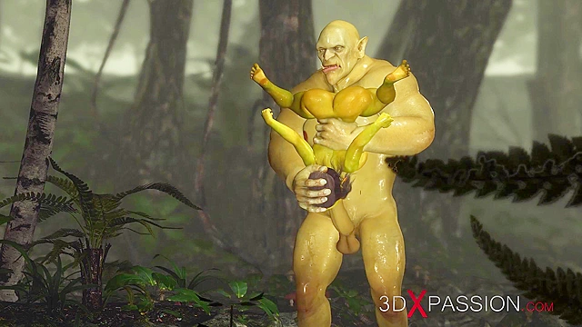 Horny female goblin Arwen fucked by Green monster Ogre