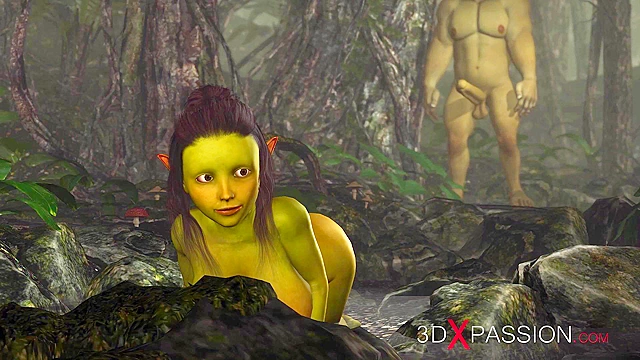 Horny female goblin Arwen fucked by Green monster Ogre