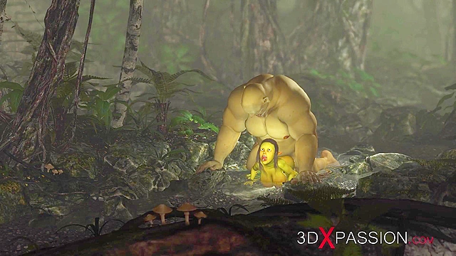 Horny female goblin Arwen fucked by Green monster Ogre