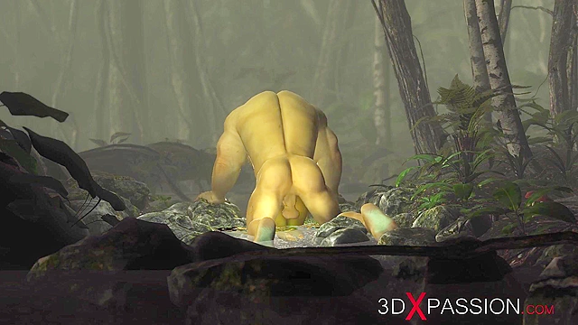 Horny female goblin Arwen fucked by Green monster Ogre