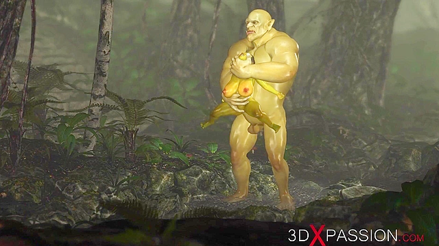 Horny female goblin Arwen fucked by Green monster Ogre