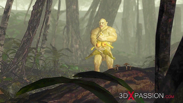 Horny female goblin Arwen fucked by Green monster Ogre