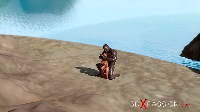 Young black girl fucked hard in mouth by huge black cock outdoor