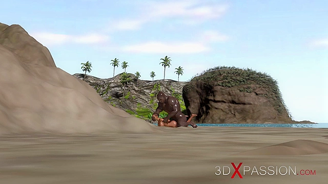 Young black girl fucked hard in mouth by huge black cock outdoor