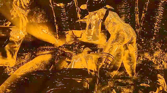 Scary looking orc monster gets a blowjob and fuck from a demoness