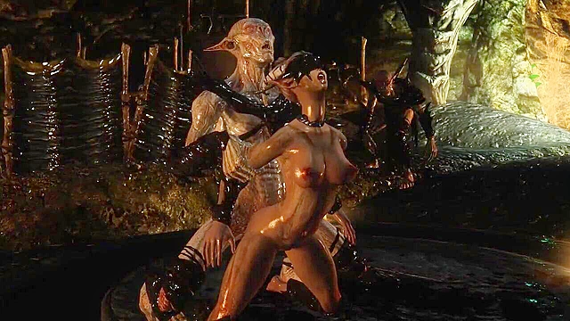 Scary looking orc monster gets a blowjob and fuck from a demoness