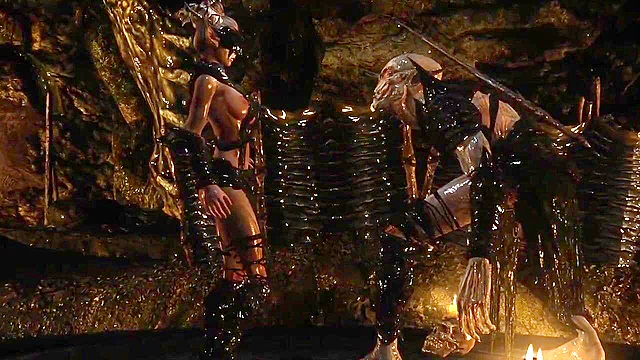 Scary looking orc monster gets a blowjob and fuck from a demoness