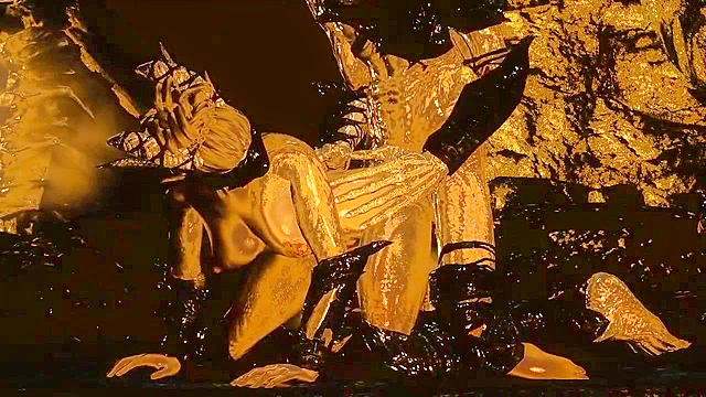 Scary looking orc monster gets a blowjob and fuck from a demoness