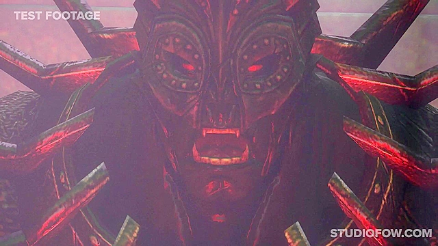 Evil demon gives a kinky catgirl a rough anal fucking in dungeon