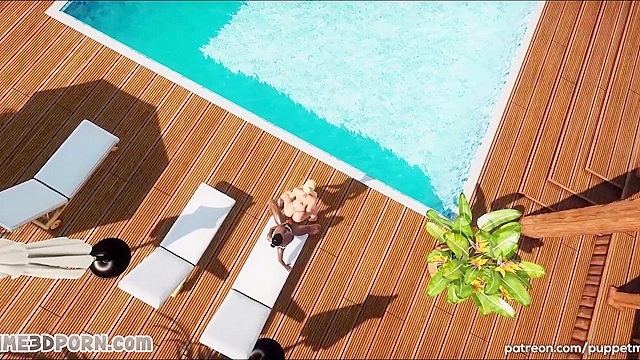 Sexy 3d ebony and blonde dick girls fucking on vacation island