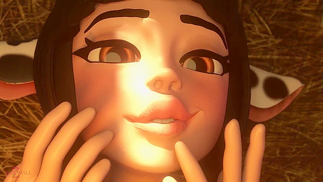 Farm Worries - Busty 3D girl in cow outfit ass fucked in barn