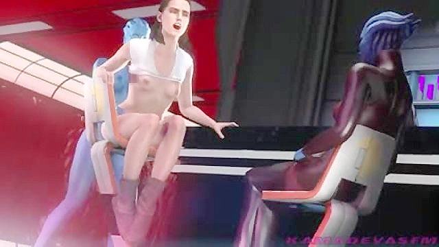 Rey gets rough public anal from alien Liara T'soni