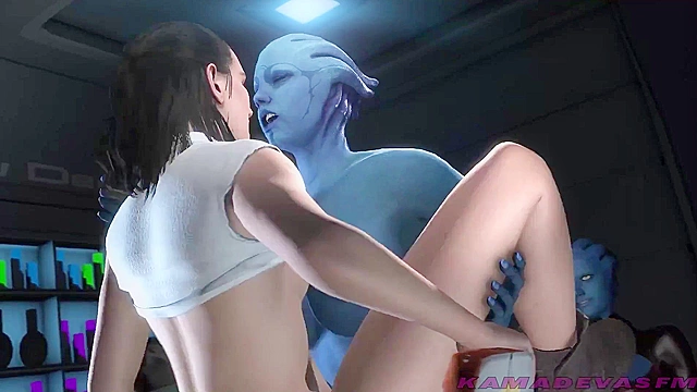 Rey gets rough public anal from alien Liara T'soni