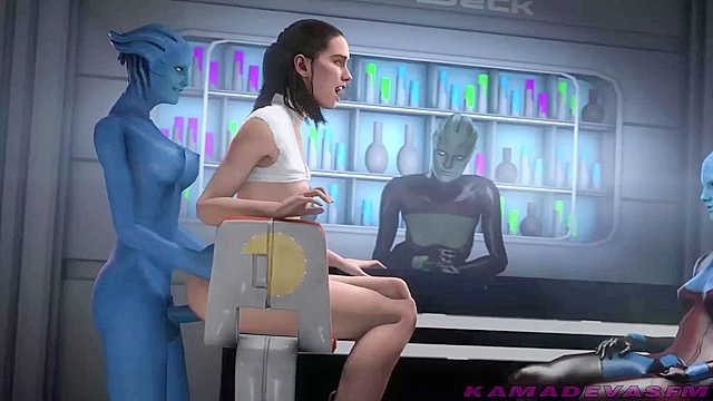Rey gets rough public anal from alien Liara T'soni