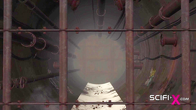 Alien monster fucks hard a sexy hot blonde in the dark dungeon