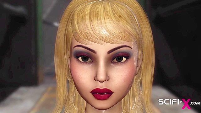 Alien monster fucks hard a sexy hot blonde in the dark dungeon