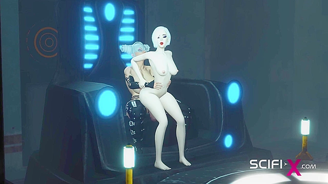 Sci-fi transerotica Hot futa shemale with huge dick fucks sexy blonde