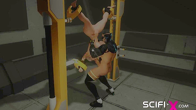 Super busty young blonde in bondage can't resist anal having sex with dickgirl