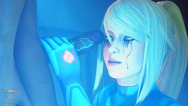 Phazon Experiment - Samus Aran deepthroats and swallows a load