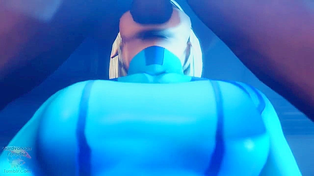 Phazon Experiment - Samus Aran deepthroats and swallows a load
