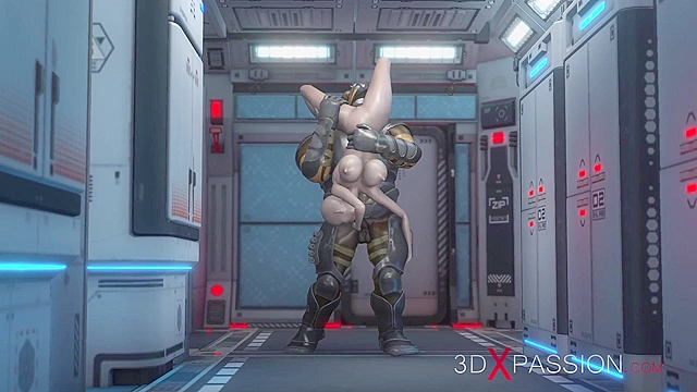 Alien monster fucks a young bald woman with 69 pussy licking