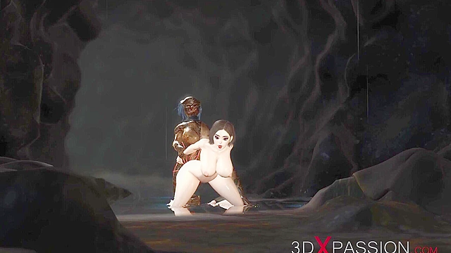 Super horny sexy secretary has hard 3D anal sex by predator futa