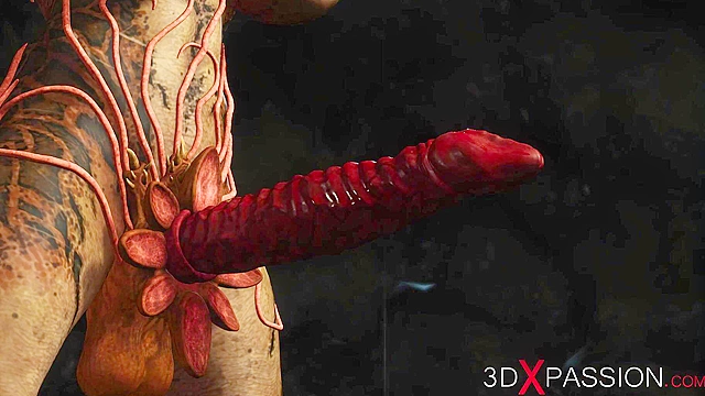 Super horny sexy secretary has hard 3D anal sex by predator futa